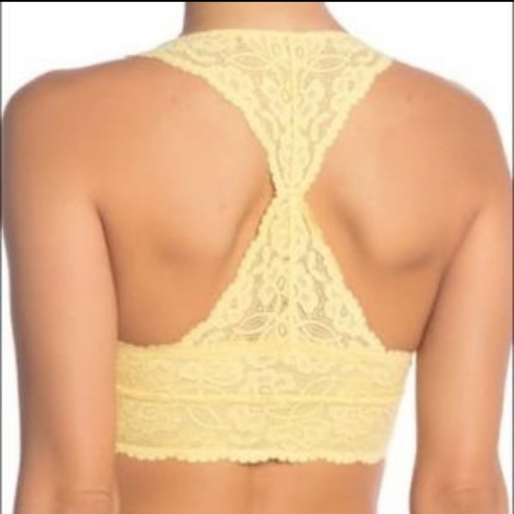 Free People Galloon Lace Racerback Yellow Corn - Picture 2 of 3